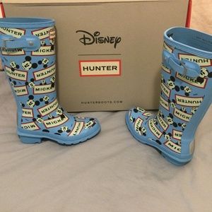 Hunter Boots Wellies Mickey Mouse Rain Boots Blue Unisex Kid's Size 1 NEW IN BOX